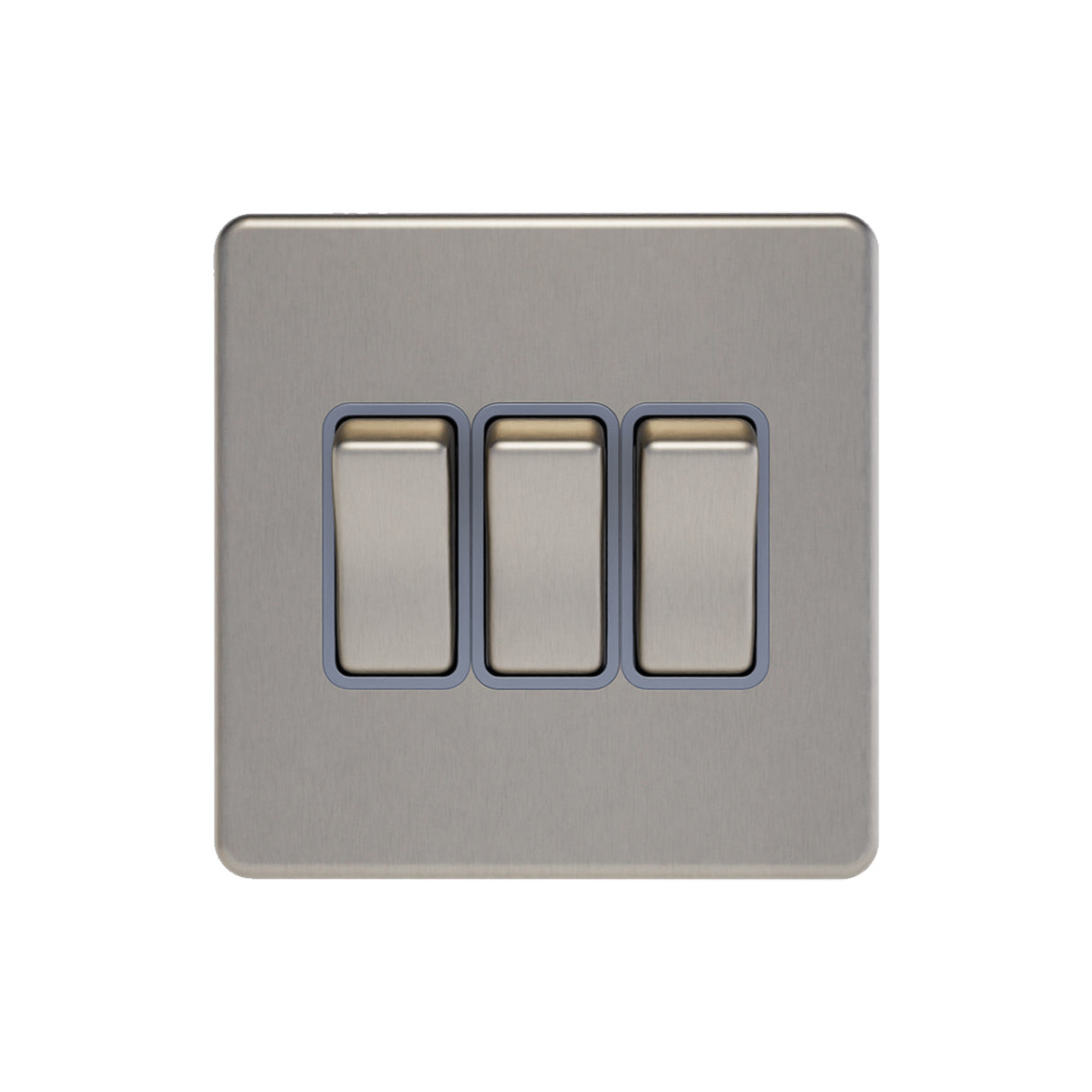 Caradok - The Flat - Screwless 3G 2Way 10A Switch Brushed Chrome Grey Insert