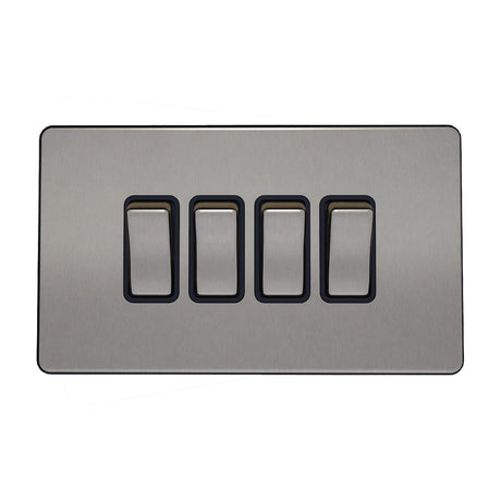 Caradok - The Flat - Screwless 4G 2Way 10A Switch Brushed Chrome