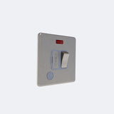screwless 13A switched spur with neon light + f/o in brushed steel with grey inserts