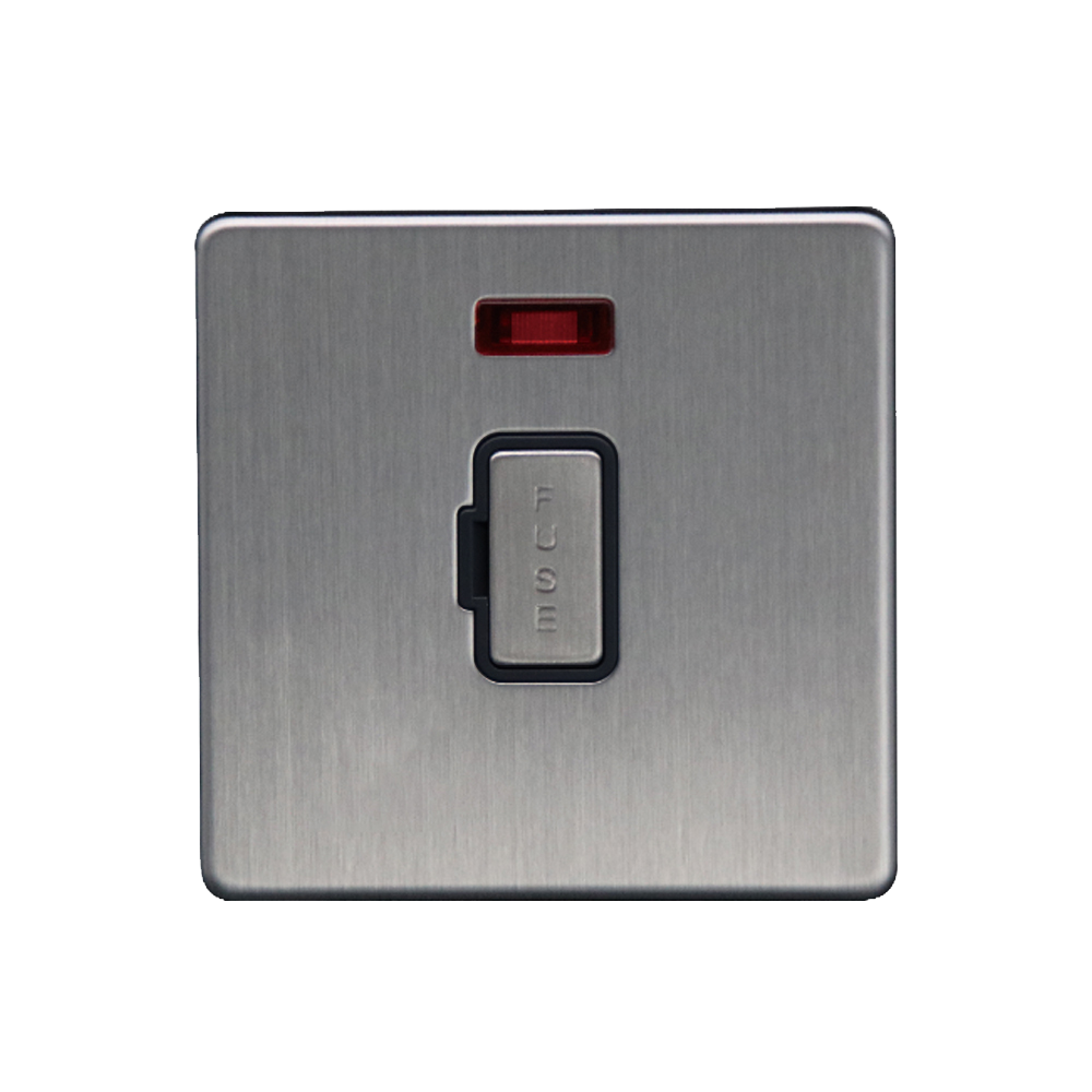 Caradok - The Flat - Screwless 13A Unswitched Spur c/w Neon Brushed Chrome