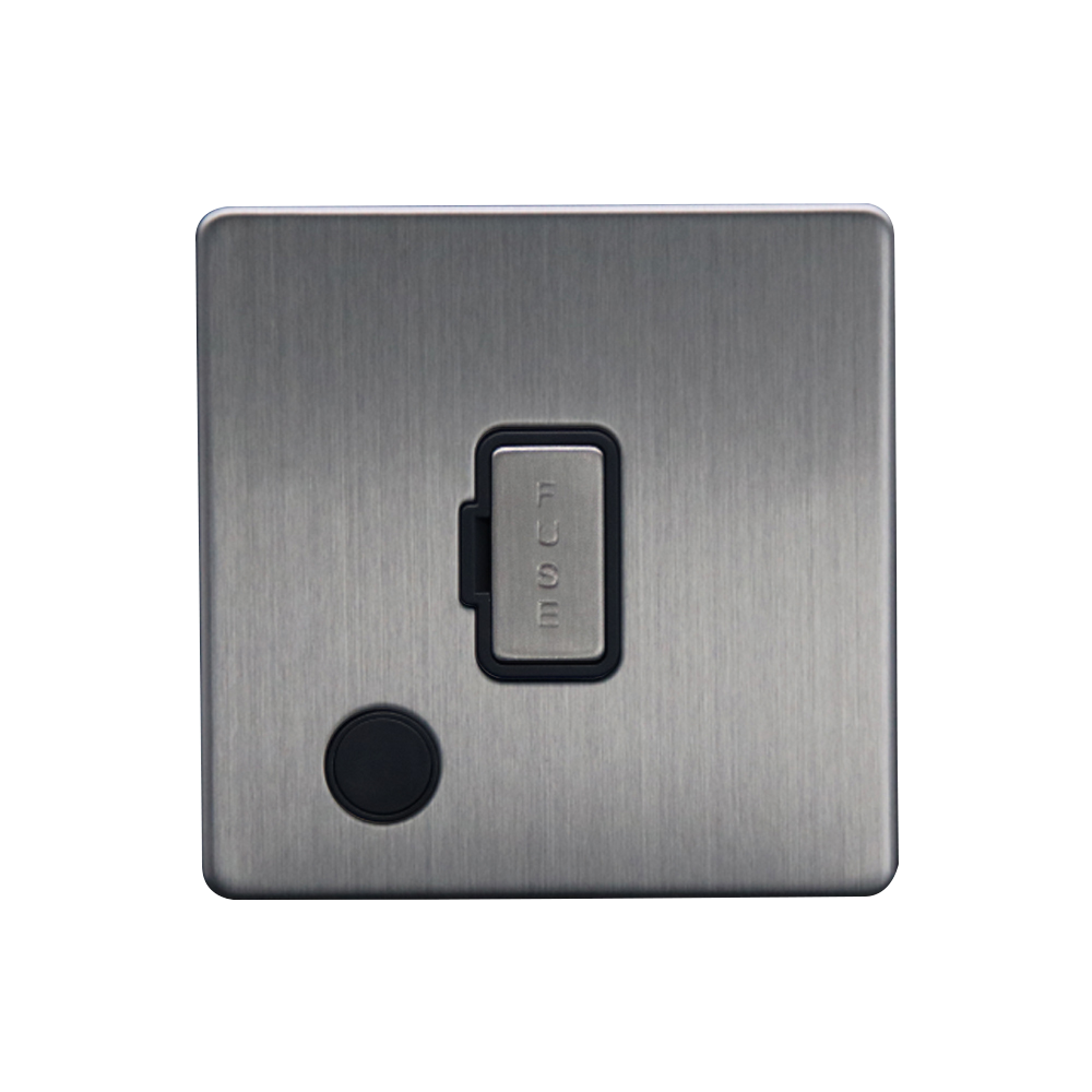 Caradok - The Flat - Screwless 13A Unswitched Spur + FO Brushed Chrome