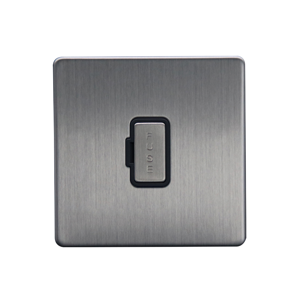 Caradok - The Flat - Screwless 13A Unswitched Spur Brushed Chrome