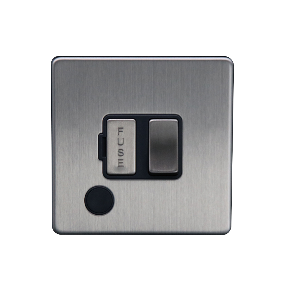 Caradok - The Flat - Screwless 13A Switched Spur + FO Brushed Chrome