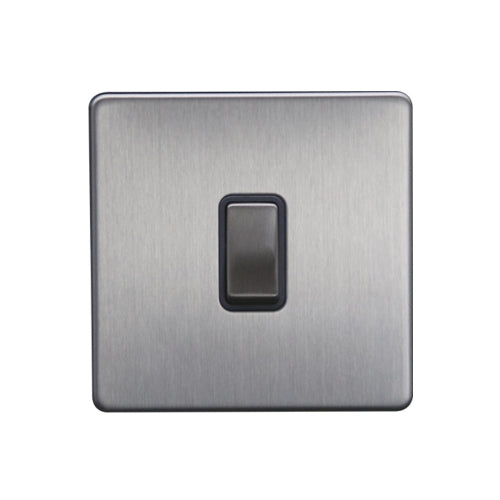 Caradok - The Flat - Screwless 20A DP Switch Brushed Chrome Grey Insert