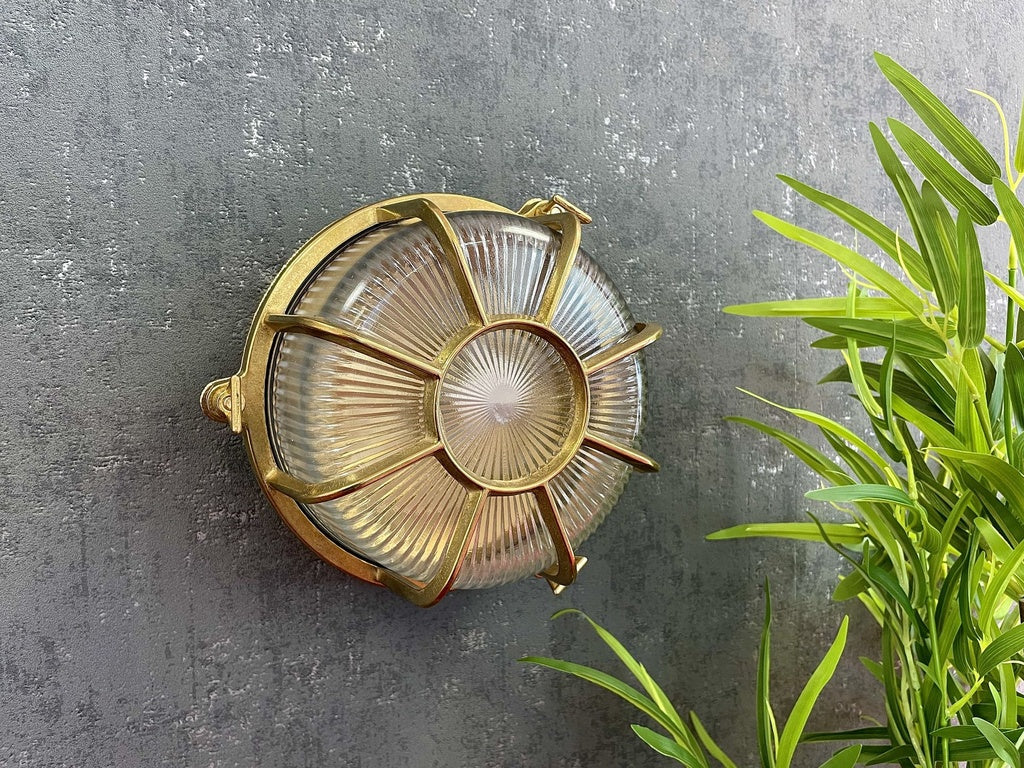 Grand Capstan solid brass extra large radial porthole bulkhead raw brass