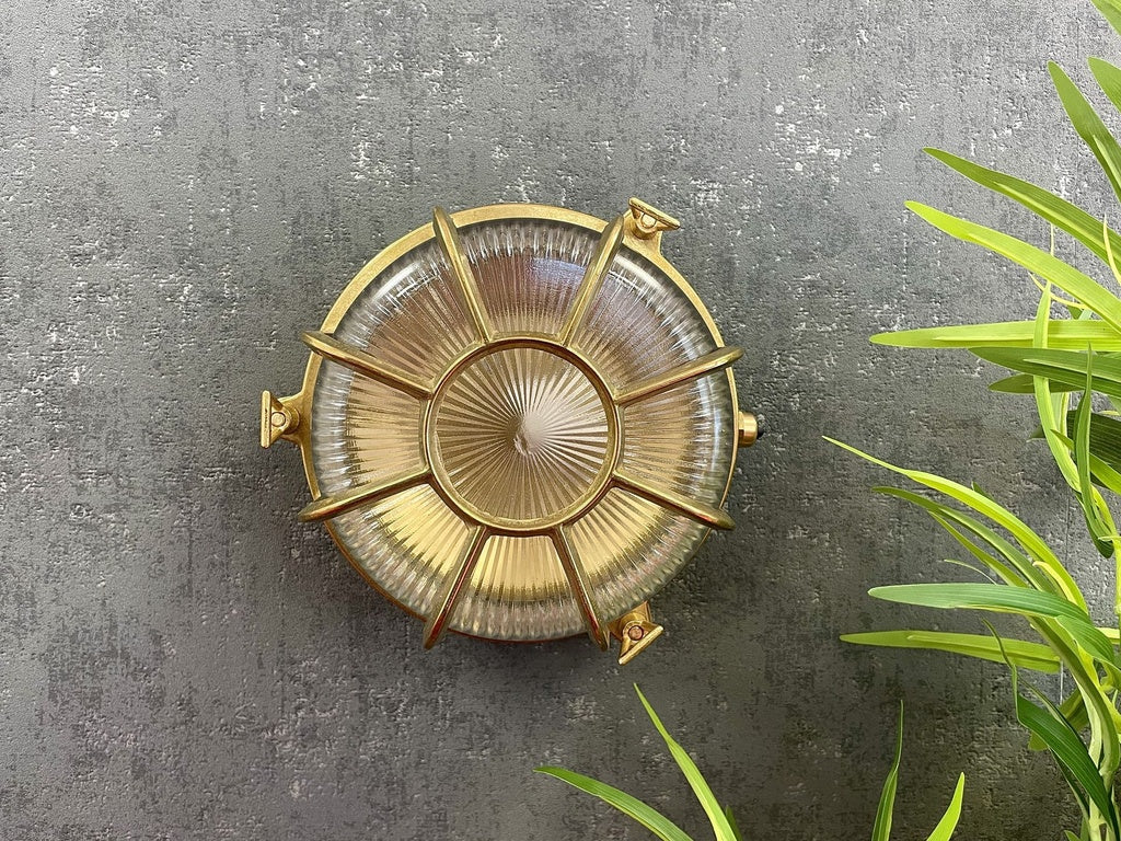 Grand Capstan solid brass extra large radial porthole bulkhead raw brass