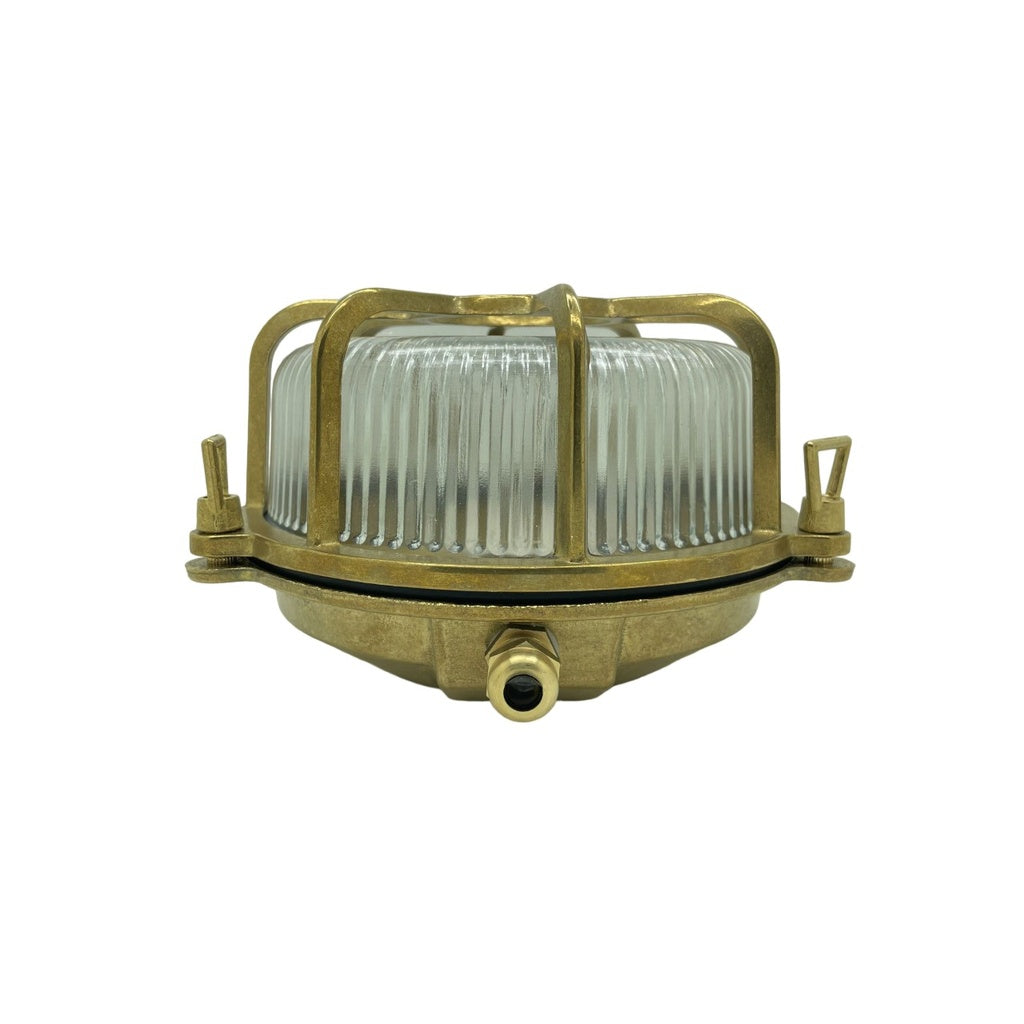 Grand Capstan solid brass extra large radial porthole bulkhead raw brass