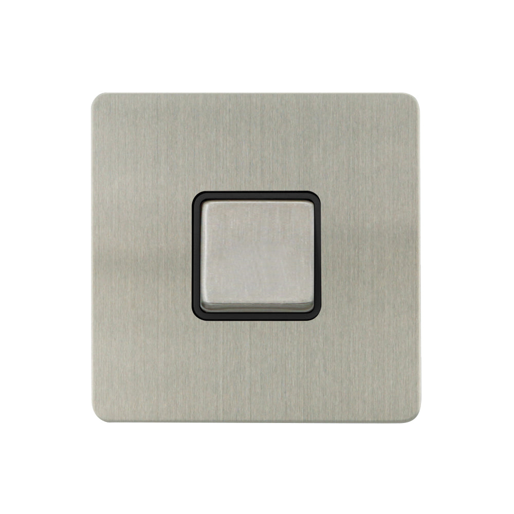 Caradok - The Ultra Flat - Brushed Chrome - FN021DME - 3 Pole Fan Isolator Switch Brushed Chrome, Black Insert