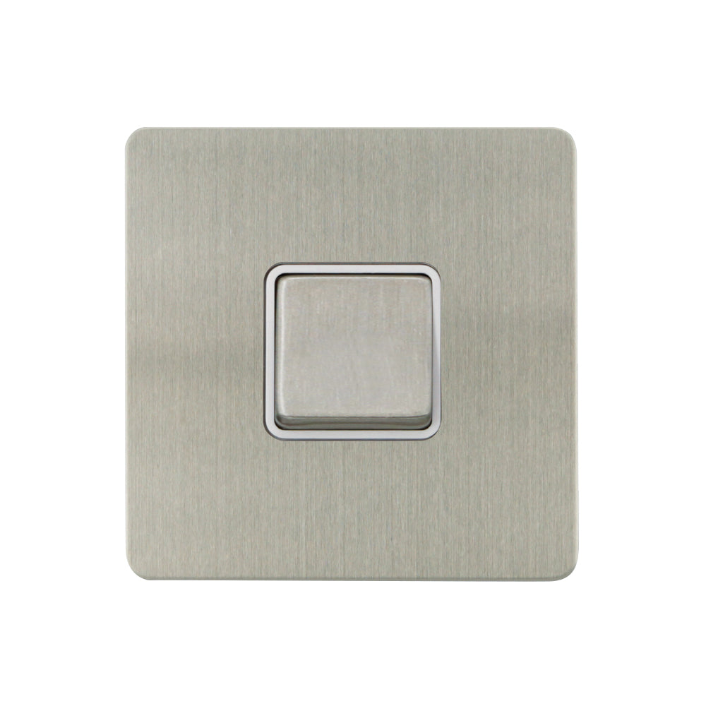 Caradok - The Ultra Flat - Brushed Chrome - FN021DMF - 3 Pole Fan Isolator Switch Brushed Chrome, White Insert