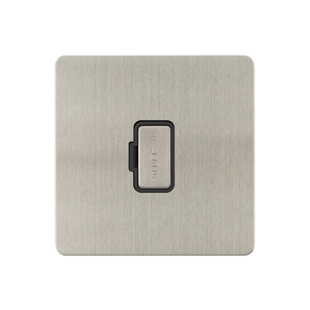 Caradok - The Ultra Flat - Brushed Chrome - FN053DME - 13A Unswitched Spur Brushed Chrome, Black Insert