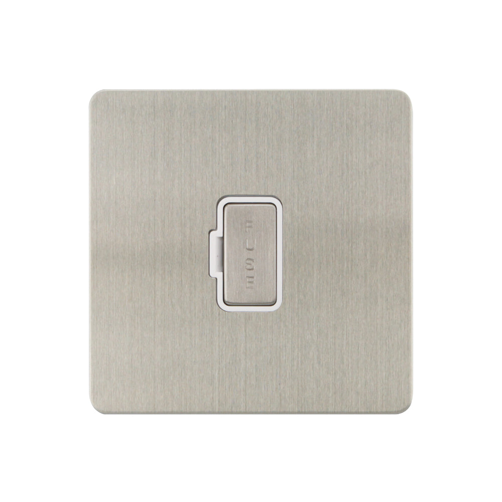 Caradok - The Ultra Flat - Brushed Chrome - FN053DMF - 13A Unswitched Spur Brushed Chrome, White Insert