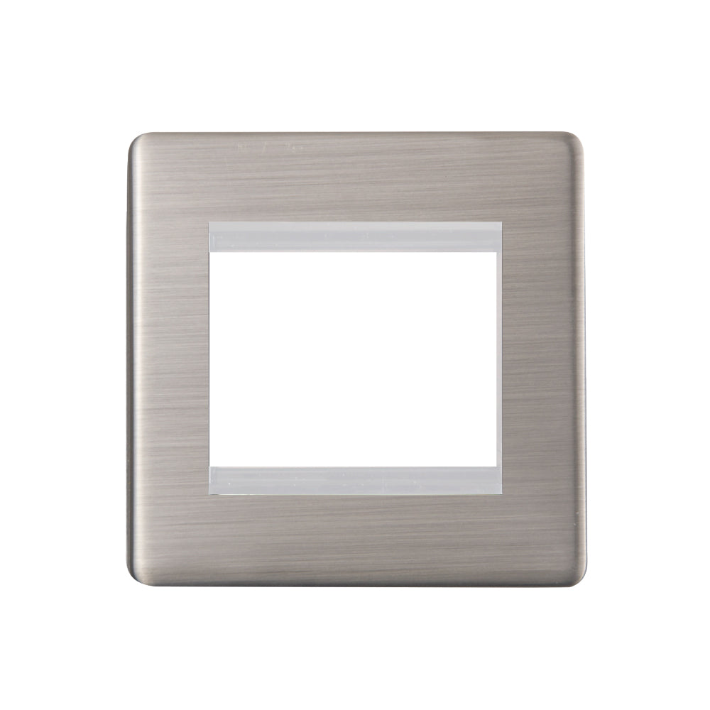 Caradok - The Ultra Flat - Brushed Chrome - FN222DMF - 2 Module Data Plate Brushed Chrome, White Insert
