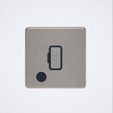 screwless 13A unswitched spur + fo in brushed steel with black inserts