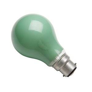 GLS 40w B22d/BC 240v Narva Green Light Bulb