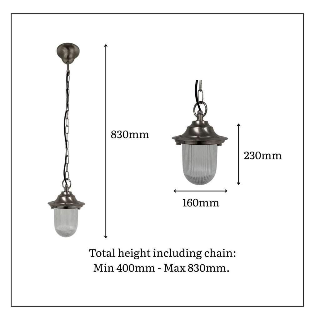 Navigator Pendant Lantern Plain - Satin Nickel