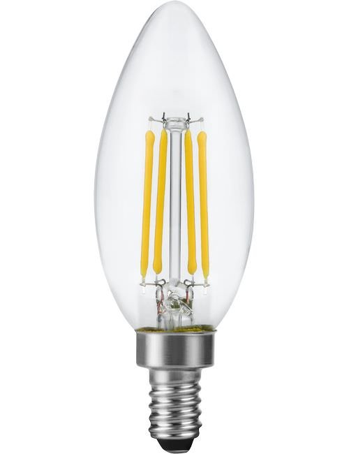 CL4.4E12-92D - 240v 4.4w E12 Filament LED Candle Clear 927 470lm Dimmable