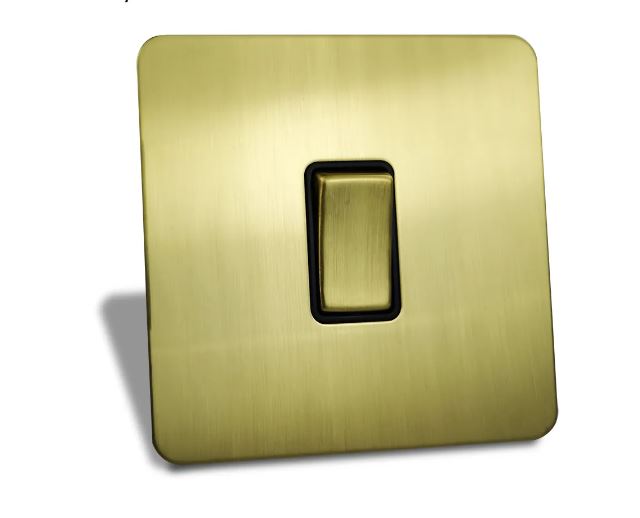 Caradok 1 Gang Screwless Intermediate Brushed Brass Rocker Light Switch