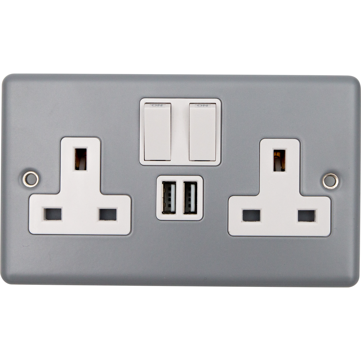 Caradok 2G 13A Switched Socket 2 USB A 3.1A Metalclad Veritage