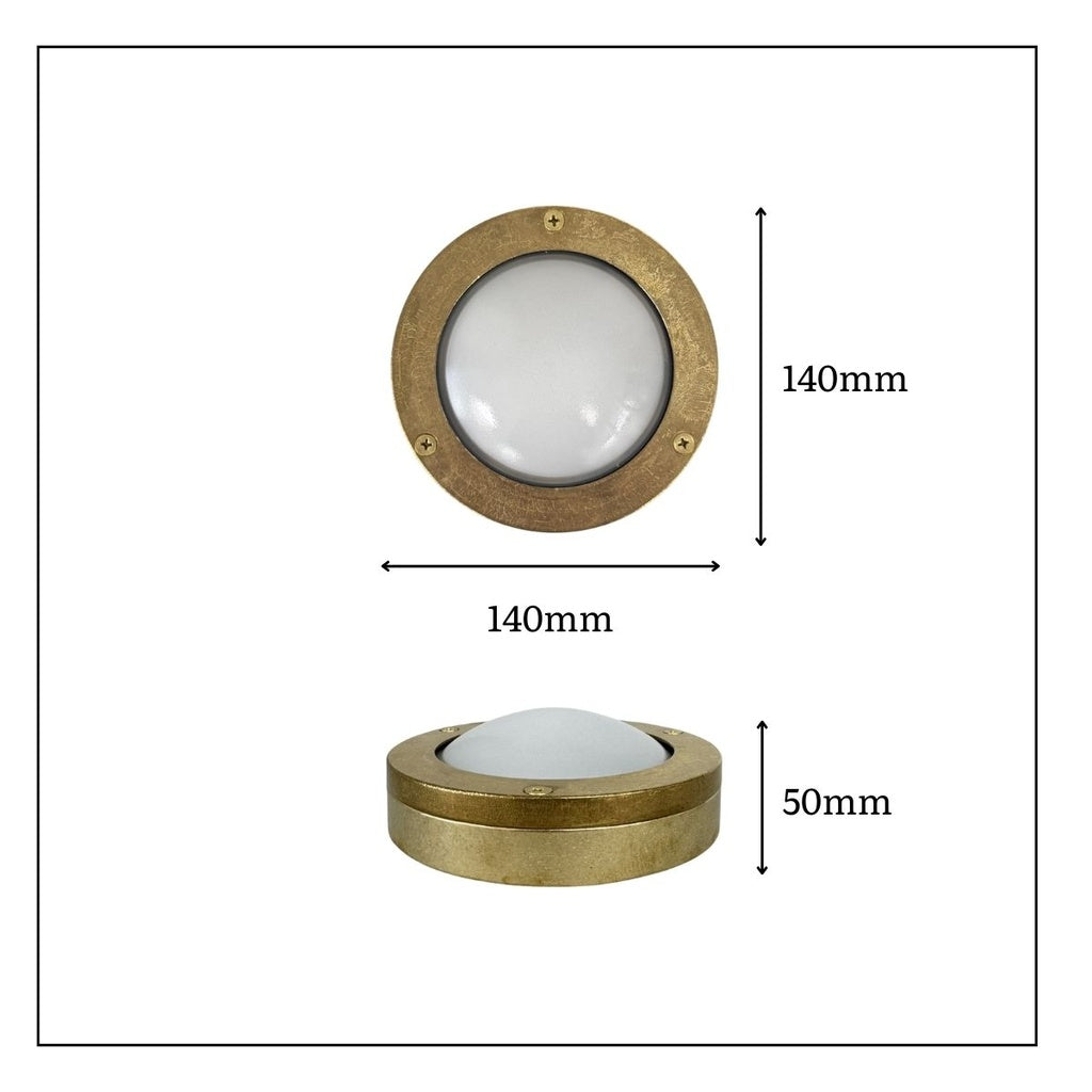 Navigator Solid Brass Plain Compact Mini Circular Bulkhead – Antique Brass