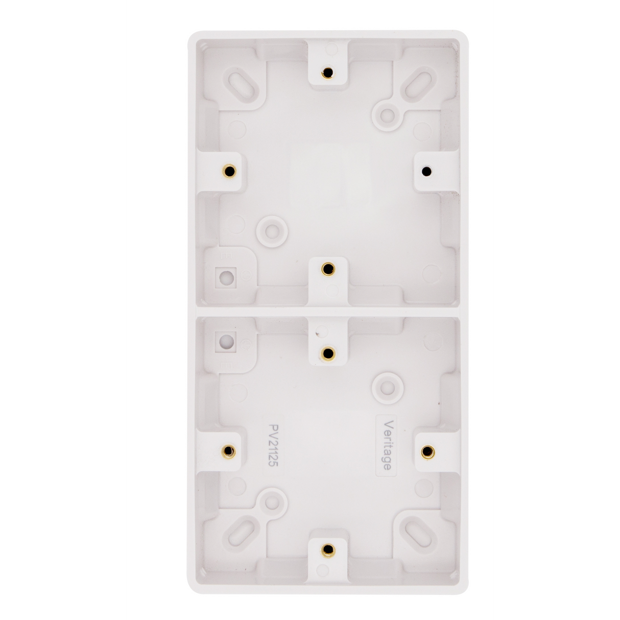 Caradok 2 x 1G 25mm White Dual Pattress Rounded Corners Veritage