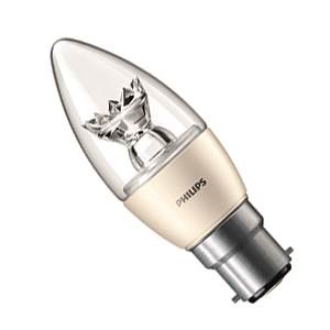 LED Candle 6.2w Ba22d/BC 240v Philips Warm White Dimable Light Bulb - MLED6WCNDLB22 - 45362900