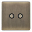 Selectric 5M-Plus Antique Brass 2 Gang TV/FM Socket with Black Insert