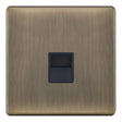 Selectric 5M-Plus Antique Brass 1 Gang Telephone Secondary Socket with Black Insert