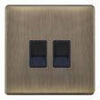 Selectric 5M-Plus Antique Brass 2 Gang RJ45 Socket with Black Insert
