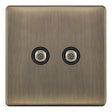 Selectric 5M-Plus Antique Brass 2 Gang Satellite Socket with Black Insert