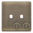Selectric 5M-Plus Antique Brass 1 Gang Twin Aperture Dimmer Plate with Matching Knobs