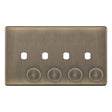 Selectric 5M-Plus Antique Brass 2 Gang Quad Aperture Dimmer Plate with Matching Knobs