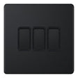 Selectric 5M-Plus Matt Black 3 Gang 10A 2 Way Switch with Black Insert