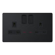 Selectric 5M-Plus Matt Black 2 Gang 13A DP Switched Socket with Neon and Black Insert