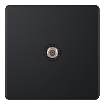Selectric 5M-Plus Matt Black 1 Gang Satellite Socket with Black Insert