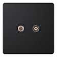 Selectric 5M-Plus Matt Black 2 Gang Satellite and TV/FM Socket with Black Insert