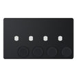 Selectric 5M-Plus Matt Black 2 Gang Quad Aperture Dimmer Plate with Matching Knobs