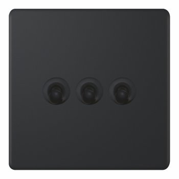 Selectric 5M-Plus Matt Black 3 Gang 10A 2 Way Toggle Switch