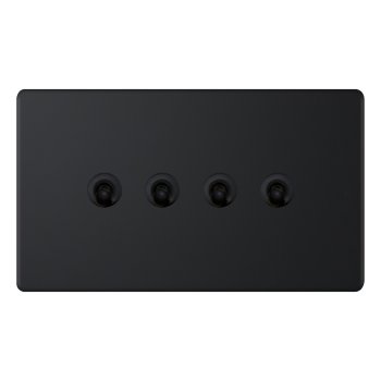 Selectric 5M-Plus Matt Black 4 Gang 10A 2 Way Toggle Switch