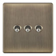 Selectric 5M-Plus Antique Brass 3 Gang 10A 2 Way Toggle Switch