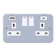 Selectric Metal Clad 2 Gang 13A Switched Socket with USB C and A Outlets