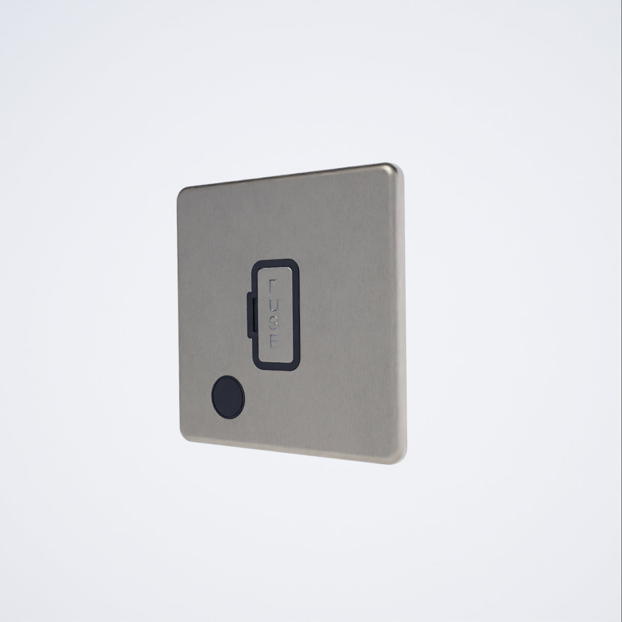 screwless 13A unswitched spur + fo in brushed steel with black inserts