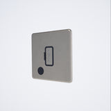 screwless 13A unswitched spur + fo in brushed steel with black inserts