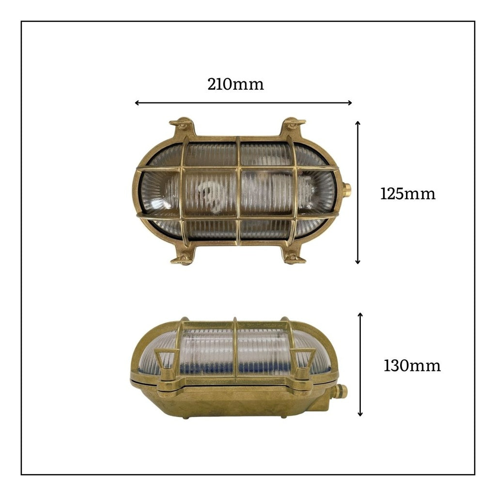 small ip64 solid brass bulkhead antique brass