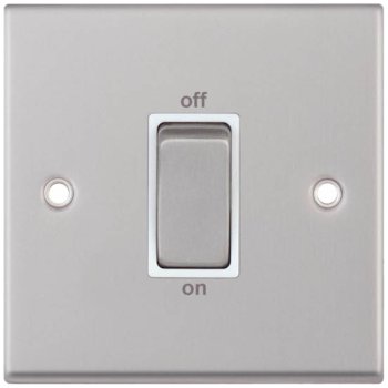 Selectric 7M-Pro Satin Chrome 1 Gang 45A DP Switch with White Insert