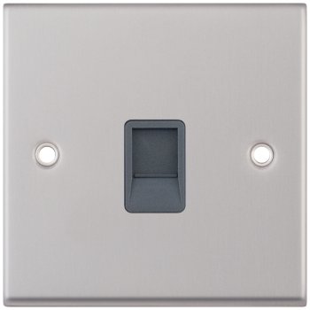 Selectric 7M-Pro Satin Chrome 1 Gang RJ11 Socket with Grey Insert