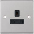 Selectric 7M-Pro Satin Chrome 1 Gang 13A Unswitched Socket with Black Insert