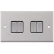 Selectric 7M-Pro Satin Chrome 4 Gang 10A 2 Way Switch with Grey Insert