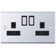 Selectric 7M-Pro Polished Chrome 2 Gang 13A DP Switched Socket with Black Insert