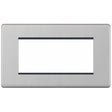 Selectric 5M-Plus Satin Chrome 2 Gang Euro Plate with Quad Aperture
