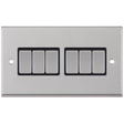 Selectric 7M-Pro Satin Chrome 6 Gang 10A 2 Way Switch with Black Insert